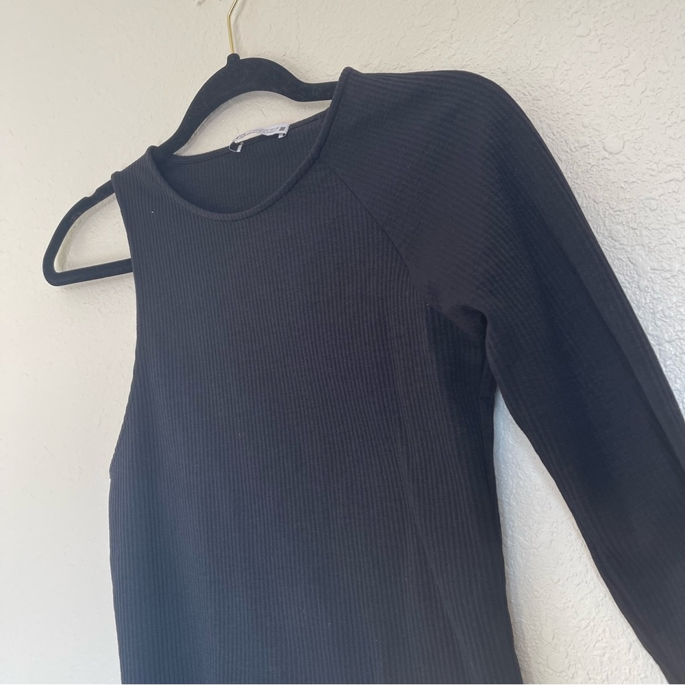 Zara Asymmetrical Black Crop Top Long Sleeve - Picture 4 of 8